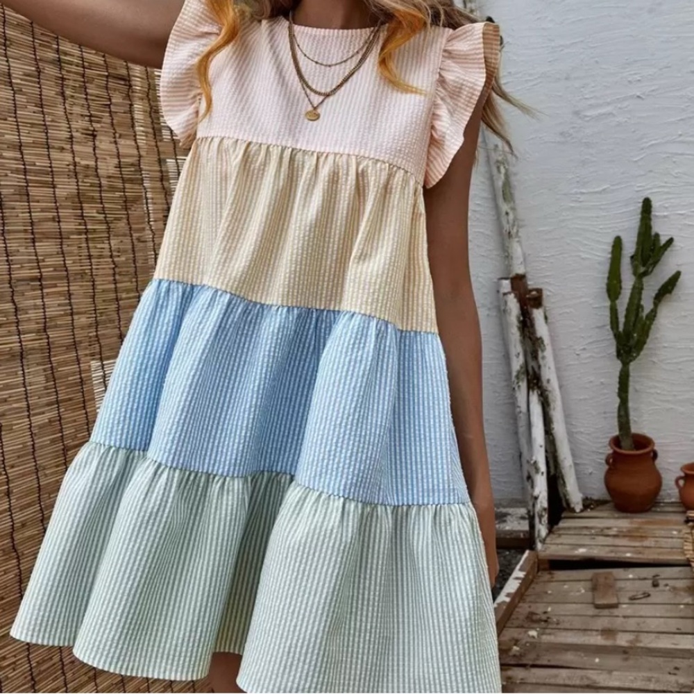 SHEIN White Tiered Ruffled Maxi Sundress